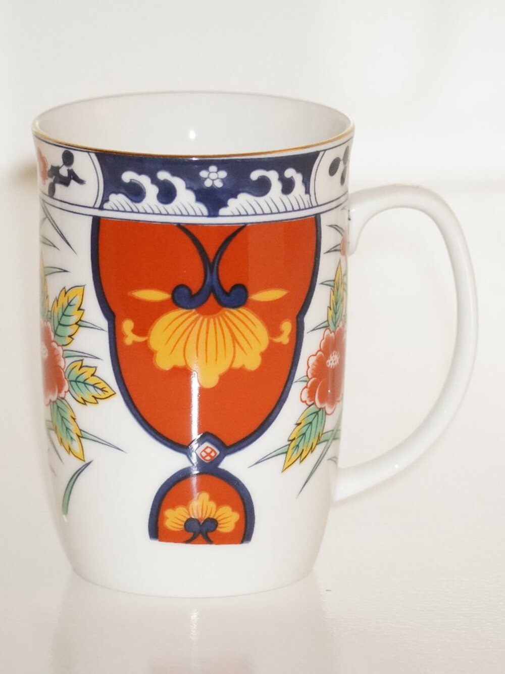 Gumps Kiku Coupe Mug Japan | Vintage Japanese Imari Style Ceramic Coffee Cup